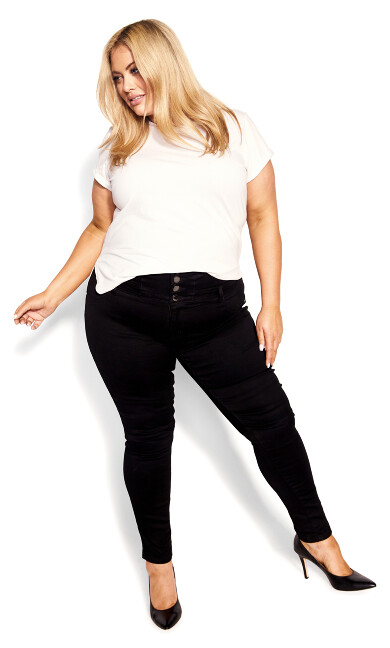 Plus Size Harley Corset Skinny Regular Jean - black