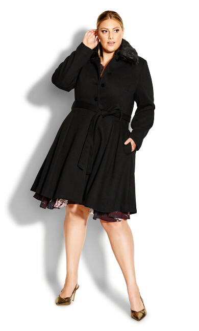 Plus Size Blushing Belle Coat - black