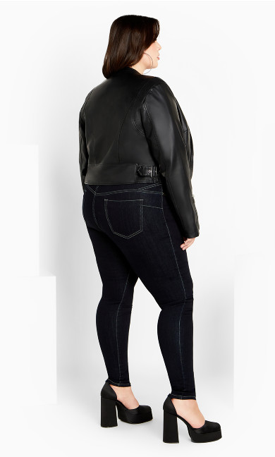 Cropped Biker Jacket - black