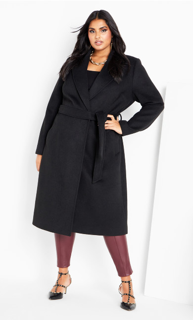 Romantic Luxe Wool Blend Coat - black