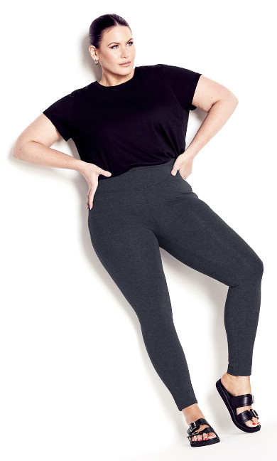 Plus Size Legging Pima High Rise Charcoal - petite