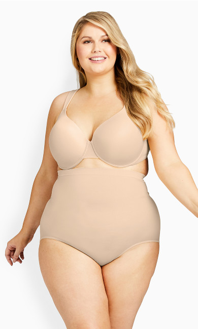 Plus Size Hi Waist Shaper Brief - beige