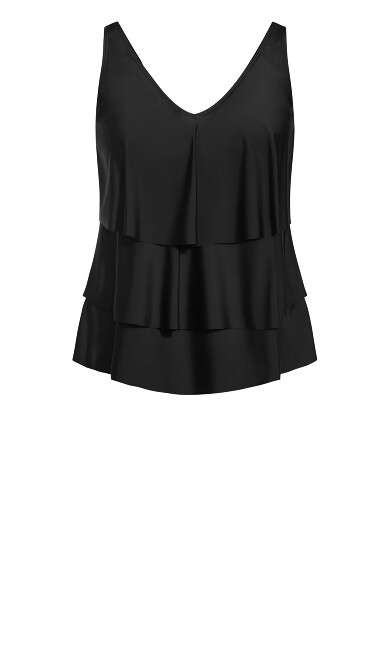 V Tiered Tankini Top - black