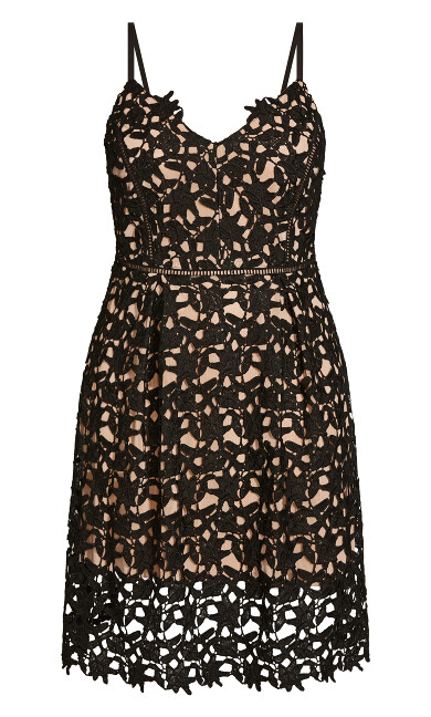 So Fancy Lace Fit And Flare Dress - black