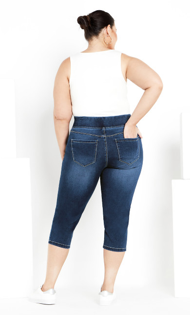 Butter Denim Pull On Crop Jean - mid wash