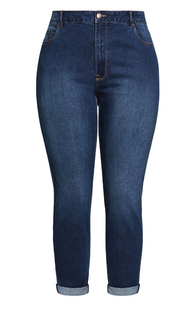 Stretch Girlfriend Jean Mid Wash - petite