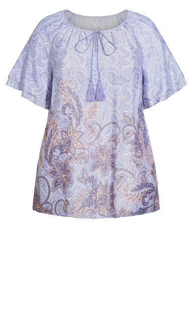 Medallion Border Peasant Top - lavender