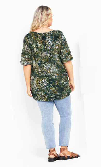 Carmel Pintuck Print Tunic - Moss