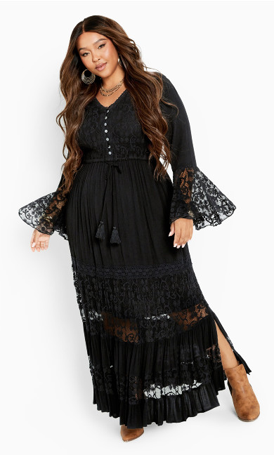 Tisha Lace Black Maxi Dress