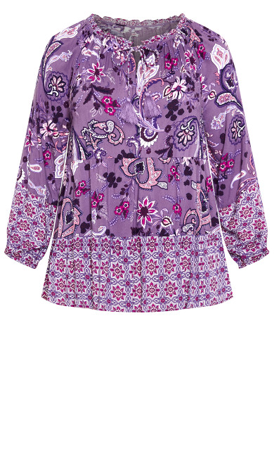 Imari Spliced Top - purple