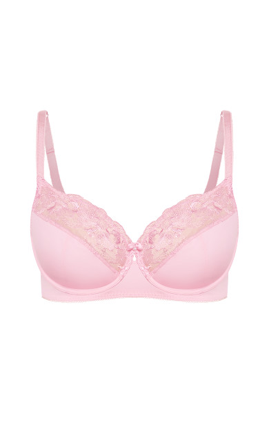 Embroidered Full Support Underwire Bra - sweet pink