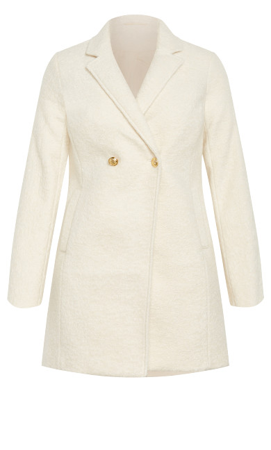 Estelle Double Button Collared Coat - winter white