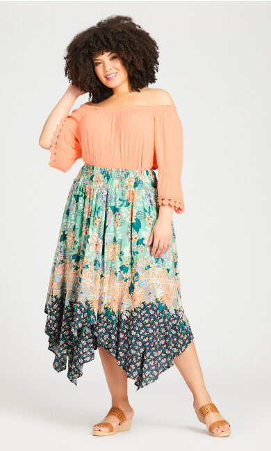 Plus Size Nora Hanky Hem Skirt - mint