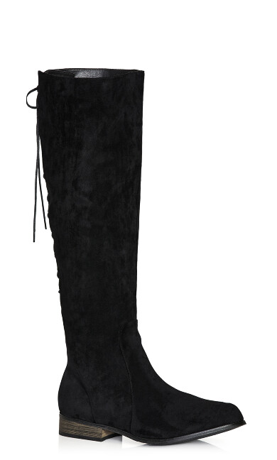 Plus Size Perry Flat Knee Boot - black