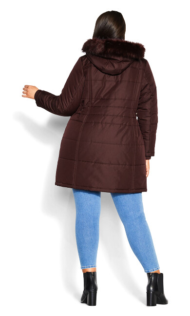 Side Belt Puffer Coat - wine