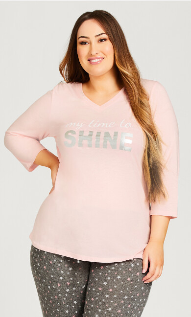 Plus Size Shine Sleep Top - pink