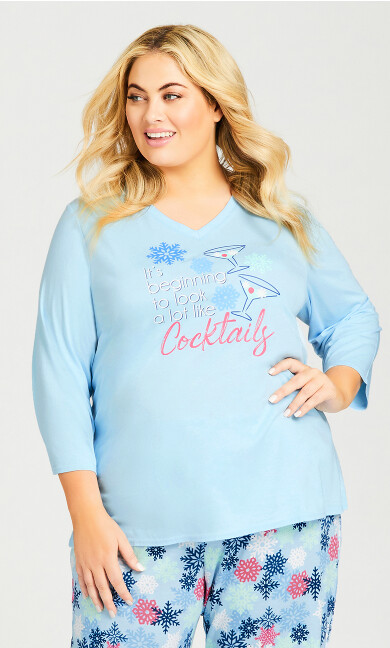 Plus Size Cocktails Sleep Top - blue