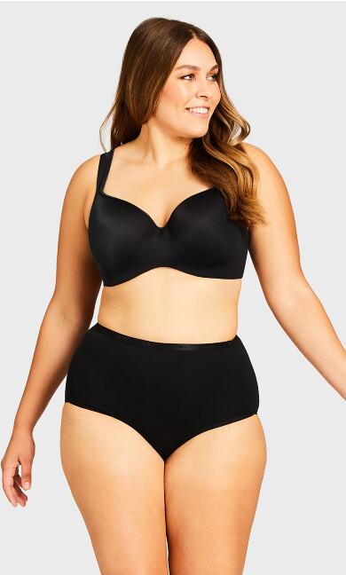 Plus Size Basic Cotton Full Black Brief Panty