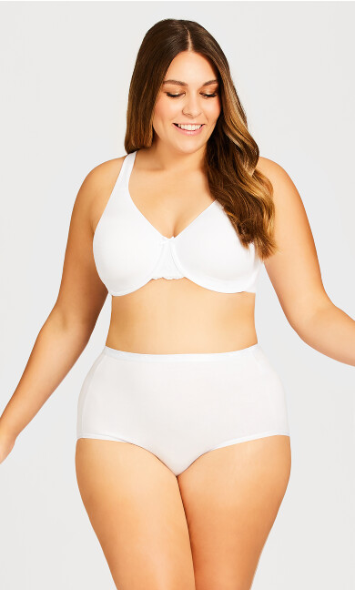 Plus Size Basic Cotton Full White Brief Panty