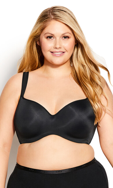 Plus Size Basic Balconette Bra - black