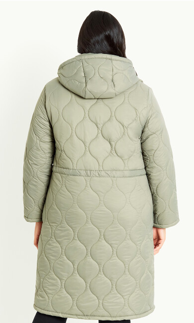 Quilted Hood Coat - green