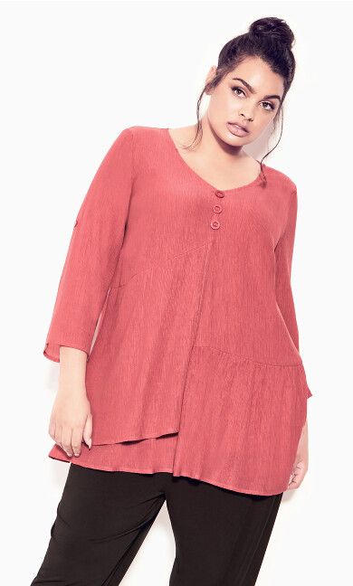 Plus Size Izzy Layer Plain Tunic - raspberry