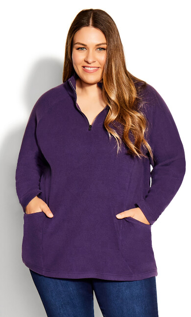 Polar Fleece Pocket Tunic - plum