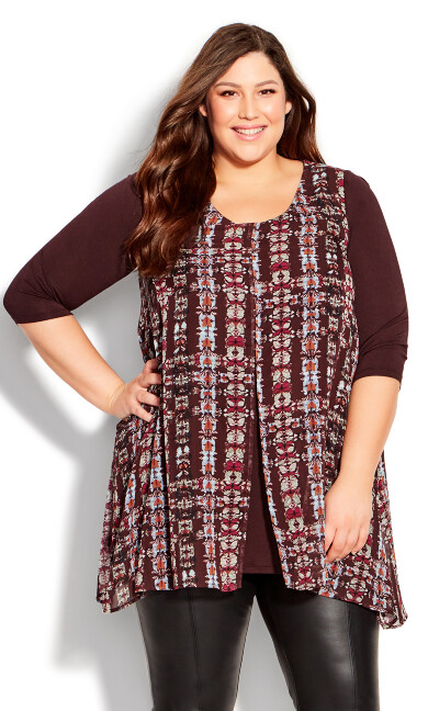 Plus Size Harbor View Print Tunic - plum