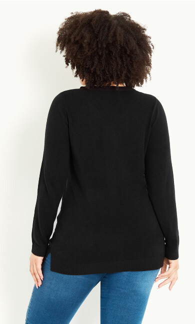 V Neck Sweater - black