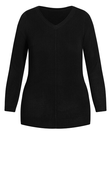 V Neck Sweater - black