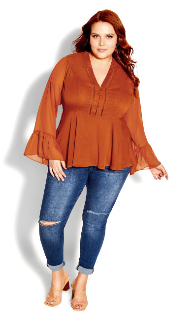 Button Love Top - toffee