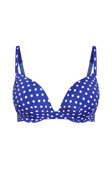 Fashion Print Plunge Bra - cobalt