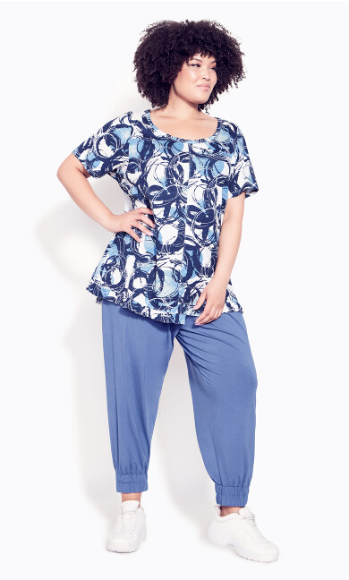 Mae Ruffle Print Top - blue