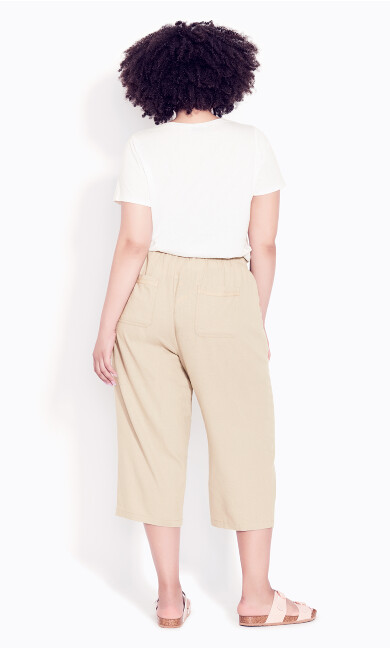 Linen Blend Crop Trouser - stone