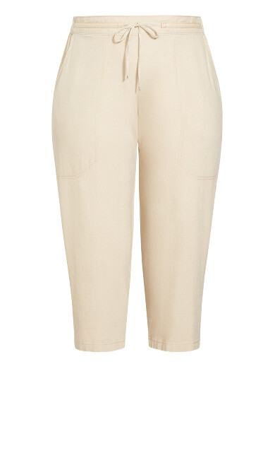 Linen Blend Crop Trouser - stone