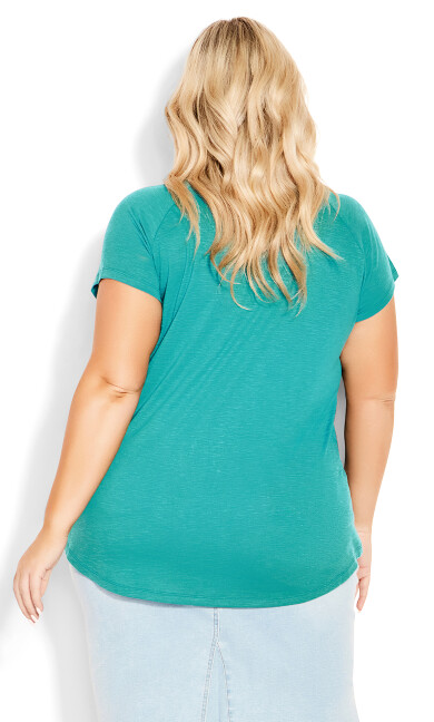 3 Bar V-Neck Top - jade