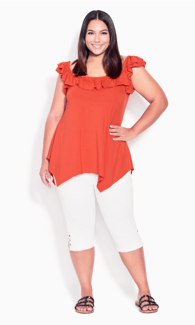 Plus Size Gracie Eyelet Capri - White