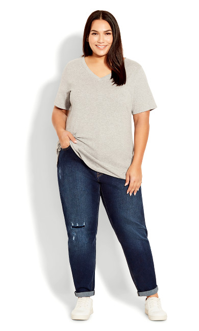 Plus Size Girlfriend Rip Jean Dark Wash - petite