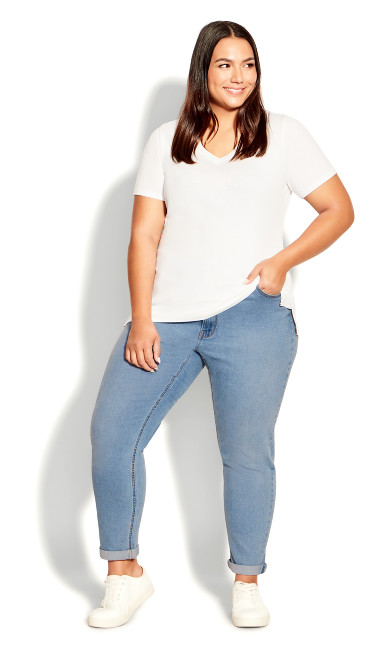 Plus Size Stretch Girlfriend Jean Light Wash - Tall