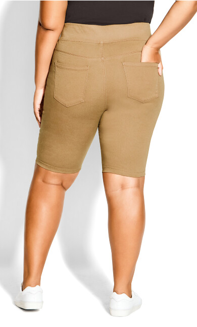 Butter Denim Pull On Short - khaki