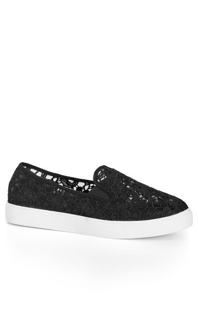 Plus Size Lacey Slip On - black