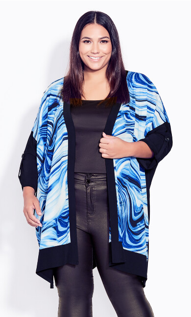 Plus Size Stella Print Jacket - black electric