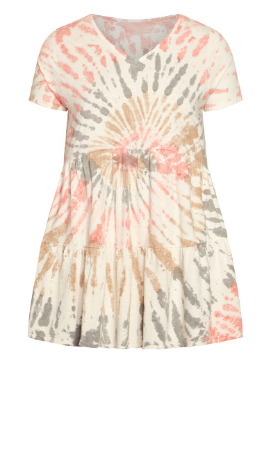 Tiered Tie Dye Dress - blush