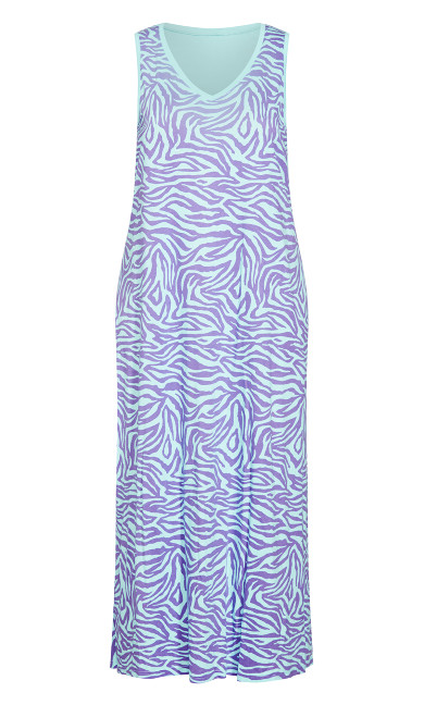 Print Sleeveless Maxi Sleep Dress - zebra