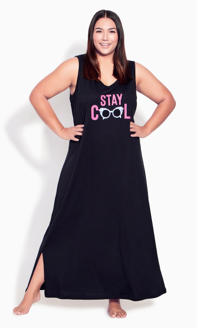 Stay Cool Maxi Sleep Dress - black