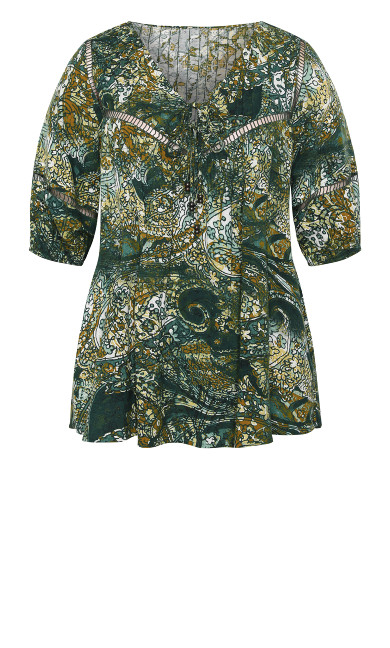 Carmel Pintuck Print Tunic - Moss