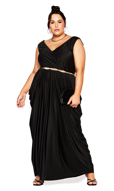 Athena Goddess Maxi Dress - black