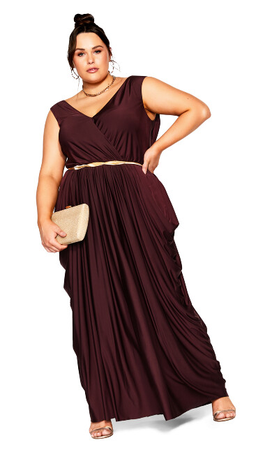 Athena Goddess Maxi Dress - oxblood