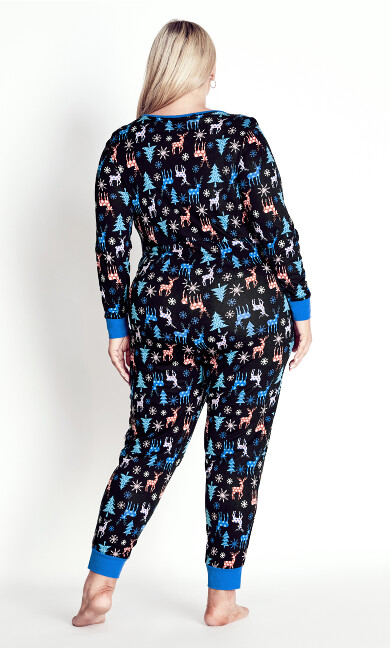 Festive Print Onesie - black