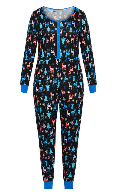 Festive Print Onesie - black